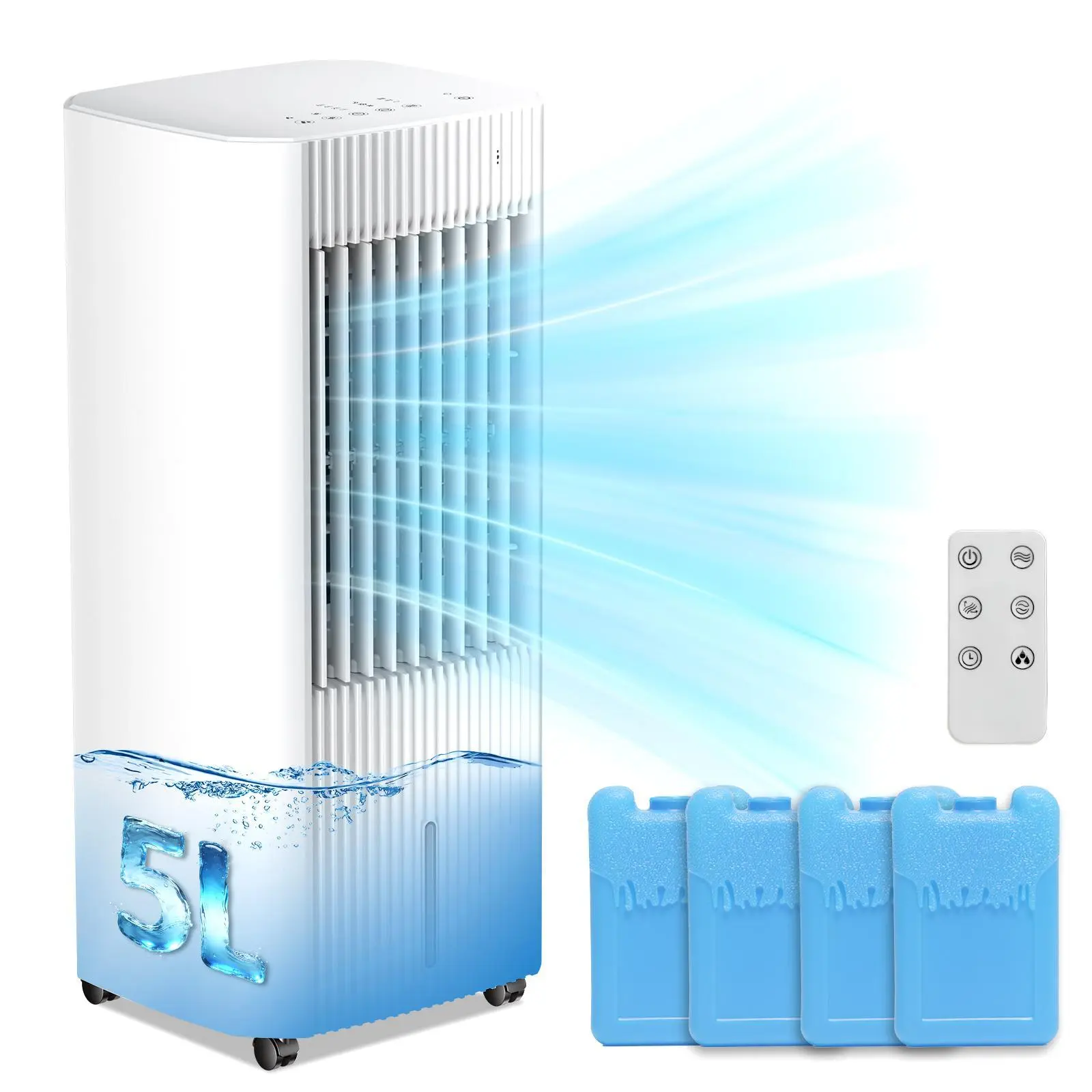 Portable Evaporative Air Cooler,3 In 1 Swamp Cooler with 4 Ice Packs,15H Timer,3 Speeds & 3 Modes,Remote,Cooling Fan for Bedroom,Living Room,Office,Pet-Friendly, Portable Swamp Cooler, Garage, Dorm Room, Sleep Aid,dorm essentials,home essentials