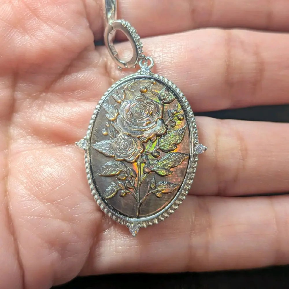 Roses Silver Black Mother of Pearl