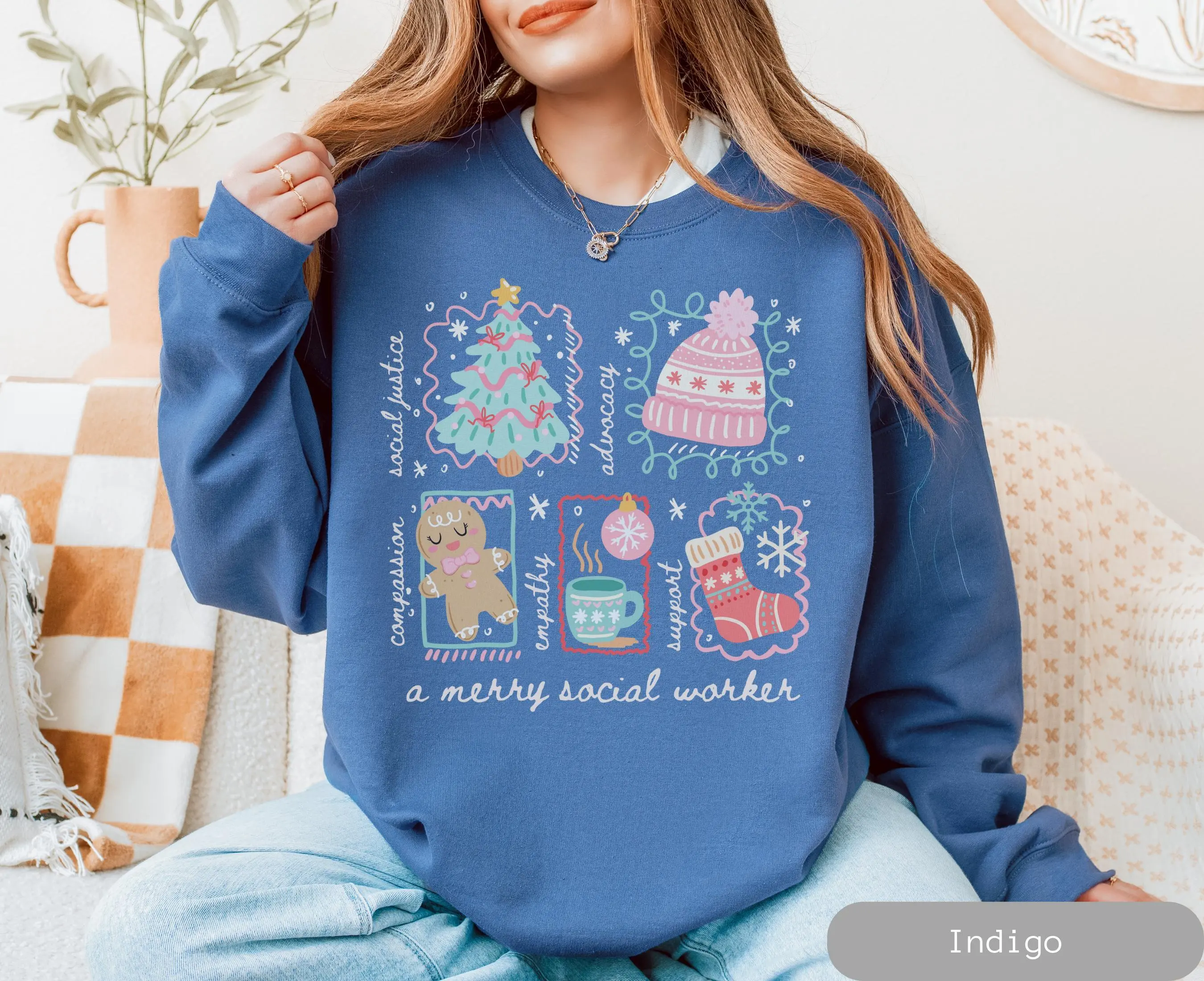 A Merry Social Worker T-Shirt / Sweatshirt & Hoodie , Social Worker Christmas Crew LCSW MSW Graduation Gift,  Clothes Crewneck