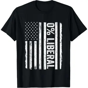 🎉   [100% Cotton] Independence Day Tshirt Zero Percent 0% Liberal Vintage USA Flag Pro Conservative T-Shirt tokwear Tee