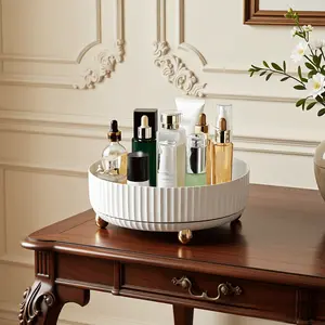 New 2026 Rotatable White Countertop Organizer for Cologne: Vanity Organizer , Bathroom Counter Organizer for Razor, Shaving Lotion, Skincare, Deodorant, Perfume Perfect for Bathroom & Bedroom Storage
