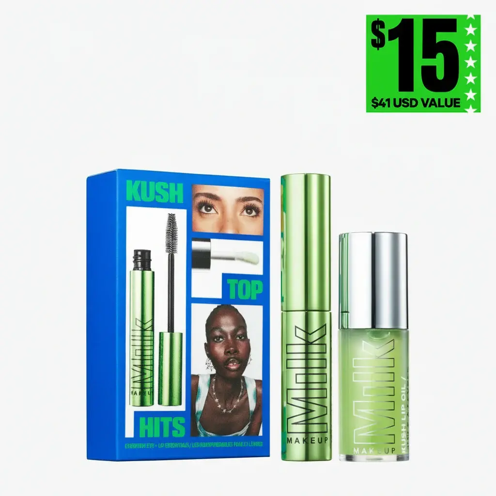 Milk Makeup The KUSH Top Hits Duo, Full Size KUSH Lip Oil and Mini KUSH Big Hit Mascara Milk Makeup The KUSH Top Hits Duo, Full Size KUSH Lip Oil and Mini KUSH Big Hit Mascara