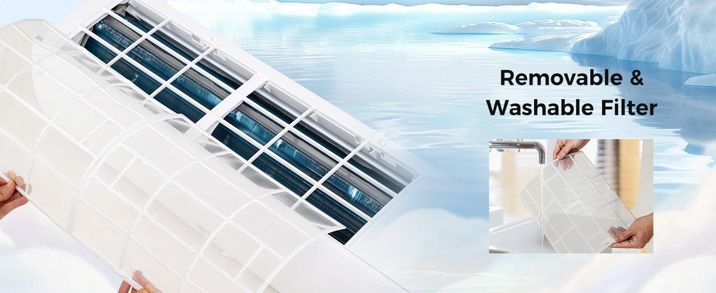 COSTWAY Split Air Conditioner& Heater, 9000-24000BTU Wifi Enabled Inverter Air Conditioner & Heater Pump System, Compatible with Alexa, w/Installation Kit