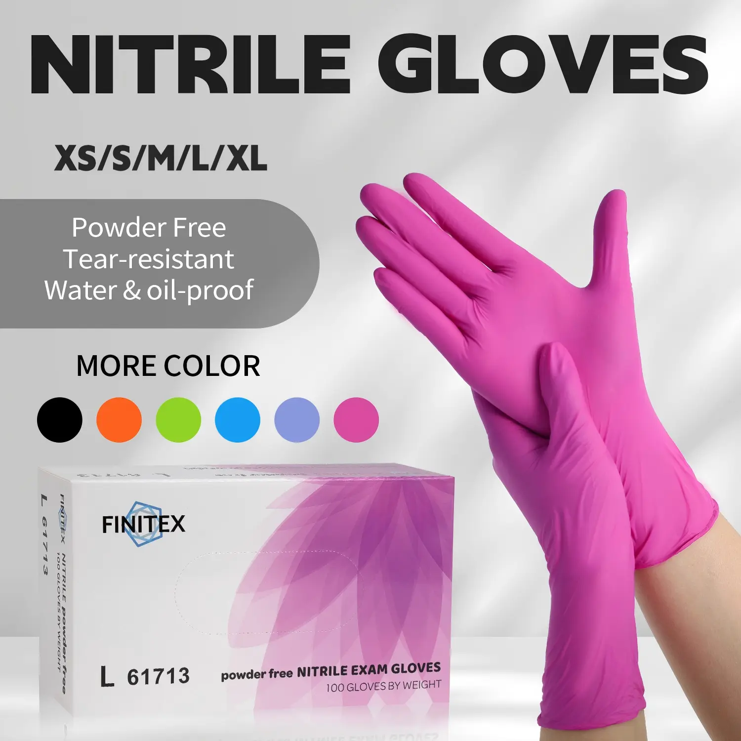 FINITEX Disposable Nitrile Cleaning Gloves-Powder-Free, Latex-Free, Waterproof, Durable, Comfortable, Elastic Fit - for Kitchen Clean, Auto Detailing,Desk Tasks-Home Supplies Essential,college back to school haul,dorm haul essentials,home finds essentials
