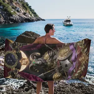 12 Constellation Super Large Microfiber Beach Towel Quick drying Sand free Dynamic Flower Design Lightweight and Durable, Suitable for Swimming Pool and Beach Children's Use