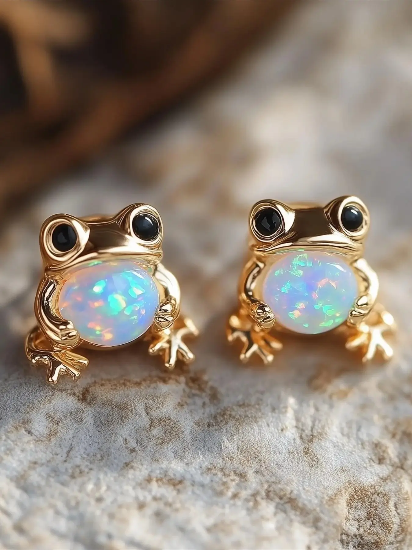 Chic Frog Synthetic Opal Stud Earrings Fashion Earrings for Women Cute Tiny Frog Animal Earrings Rose Golden Silvery Earrings Lover Gift Birthday Christmas Gifts Stud Earring Jewelry Ear Studs Trendy Jewelry