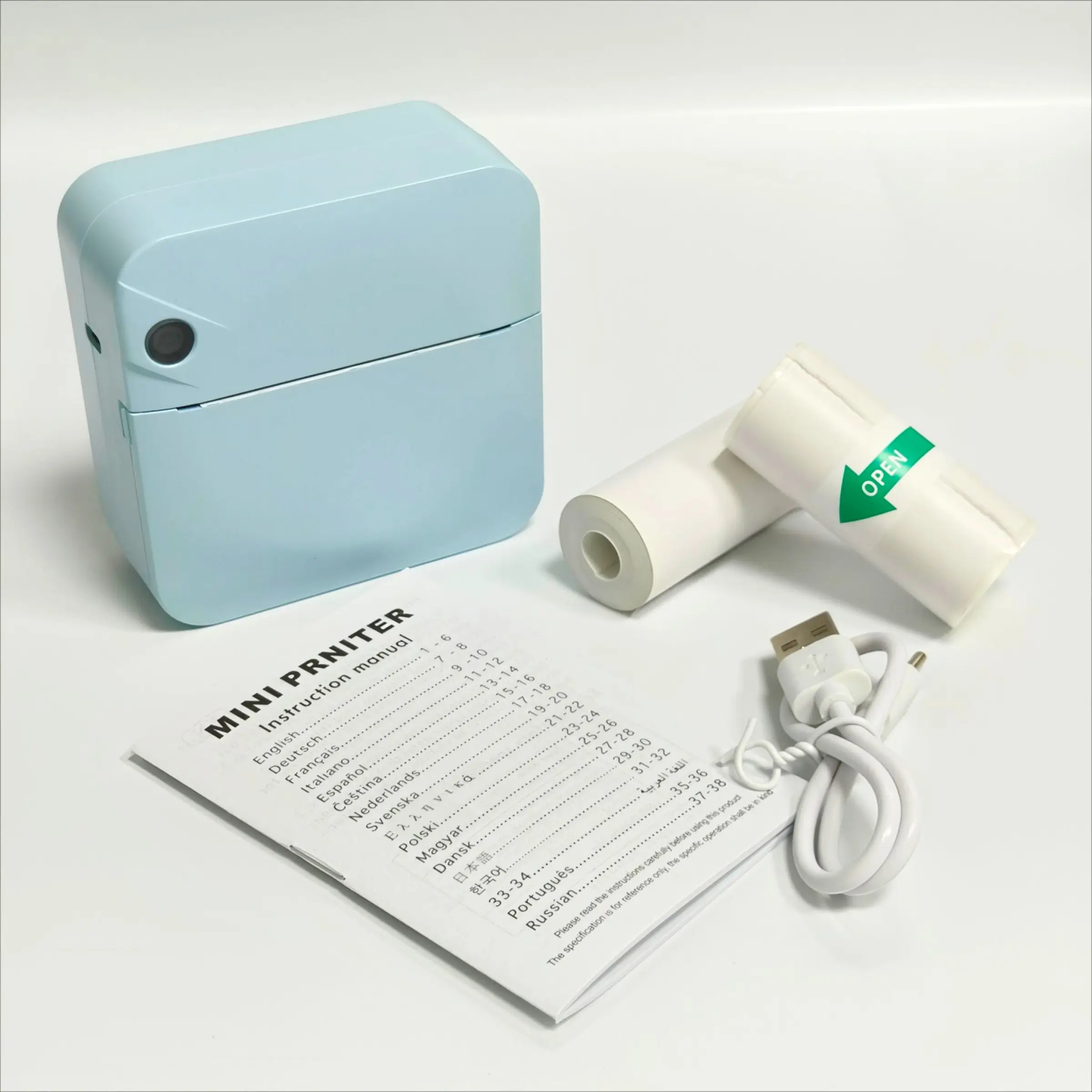Portable Wireless Mini Printer, Portable Handheld Printer, USB Charging Thermal Inkless Printer with Paper and Stickers, Home Office Student Photo Printer