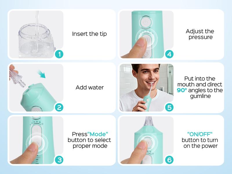 COSLUS Water Flosser Teeth Pick: Portable Cordless Oral Irrigator, 300ML Lightweight Water Cleanser for Daily Use. IPX7 Waterproof,18 Pressure Settings,Durable with Travel Storage,Ideal for Teens, Braces & Sensitive Teeth