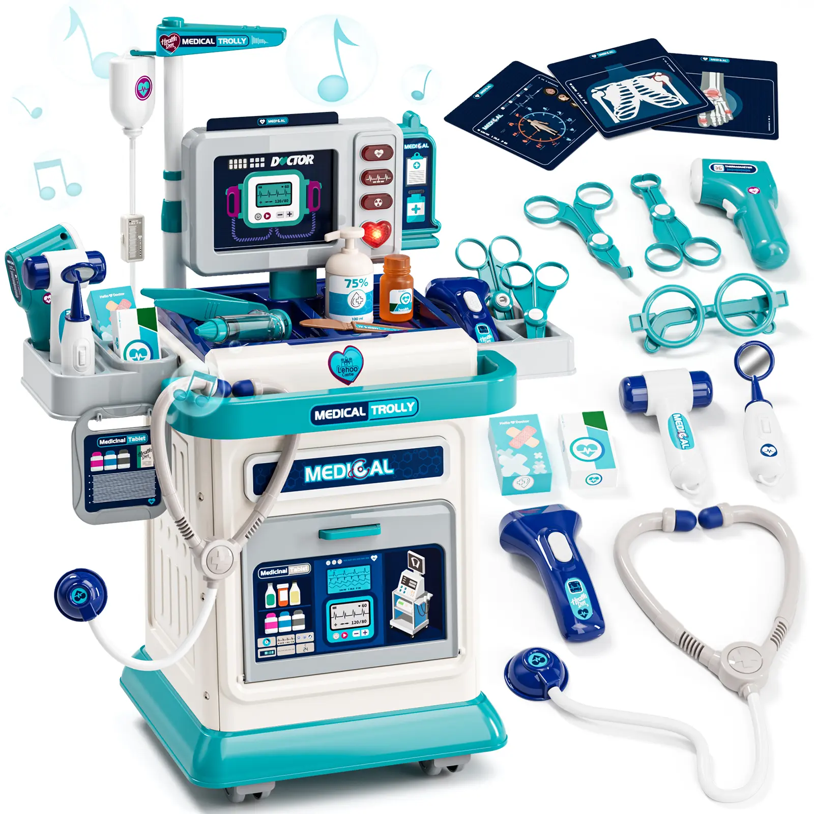 Lehoo Castle Child-Sized Doctor Playset, Indoor Playset Kids Toys, Mobile Cart Pretend Medical Station with Lights and Sound, Gifts for Boys & Girls 3-5 Years Old (Birthday, Christmas), Child-Sized Doctor Playsets