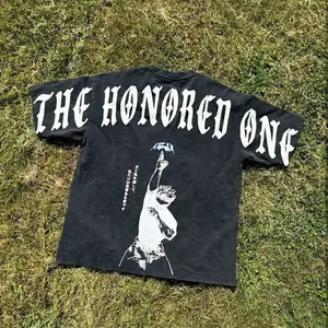 The Honored One Gojo JJK Acid Wash Black Vintage Style T-shirt, Anime Inspired Tee,100% Cotton, Printed T-shirt, Anime Style T-shirt, Gojo Cosplay Boys Cool Shirt Streetwear Top