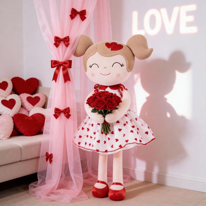 Gloveleya Valentine Gift Doll Princess Heart Doll Soft Cuddle Toy for Girls Perfect Valentine’s Day Gift Idea for Kids 0 to 6 Years