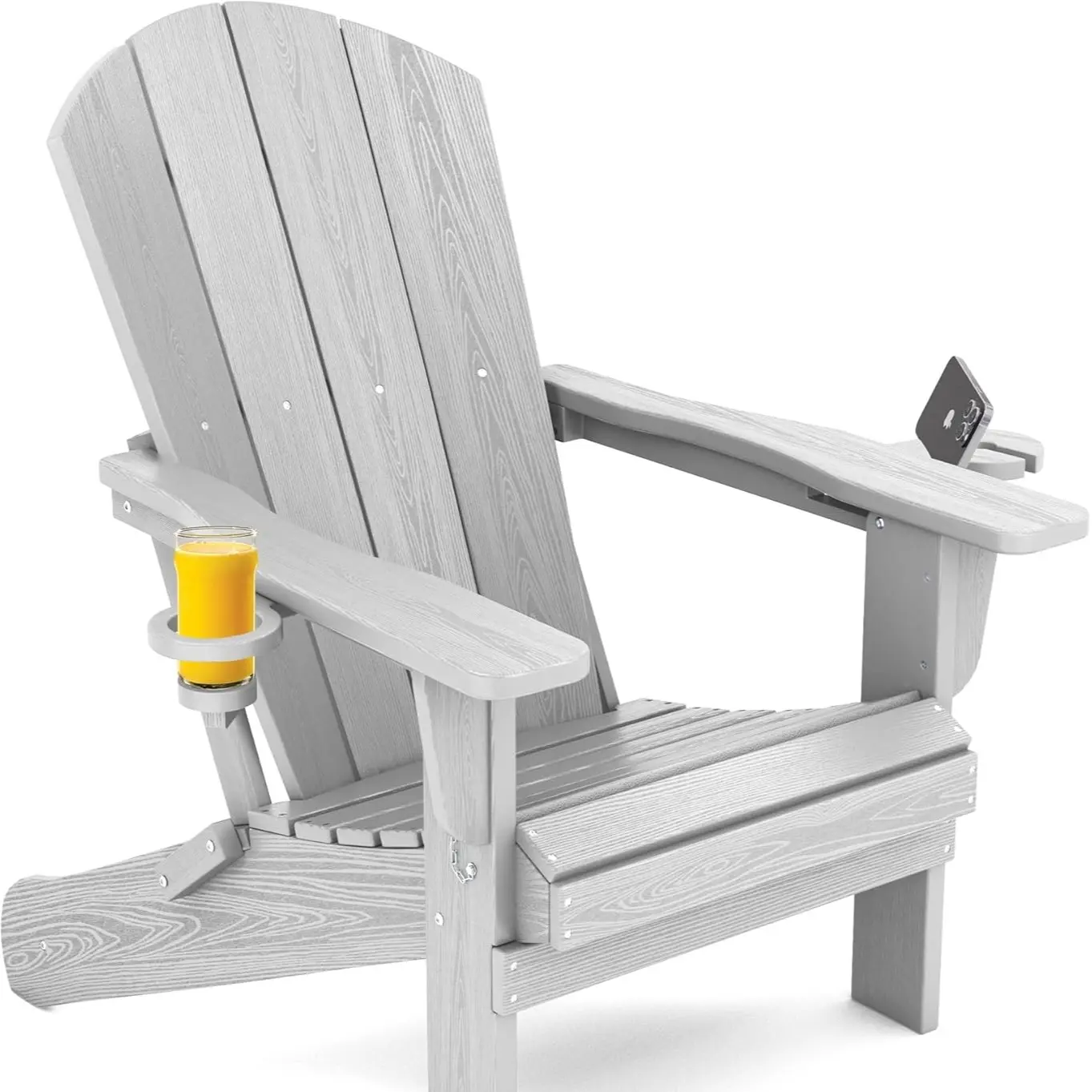 Double Cup Folding Chair-Silver Gray