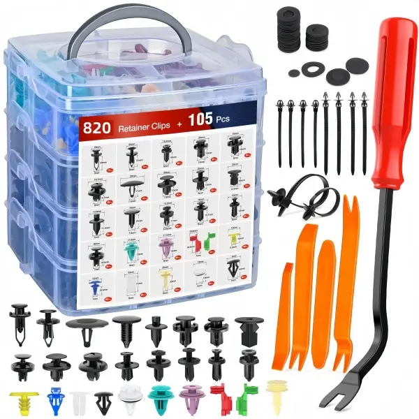 925-Pack Heavy-Duty Sel-Locking Nylon Push Rivets — Versatile Fasteners or Automotive & Everyday Repairs  removal plier braketoolkit automotive tool repair power tool toolbox， automotive truck accessories,OEM TOOL electric car jack set