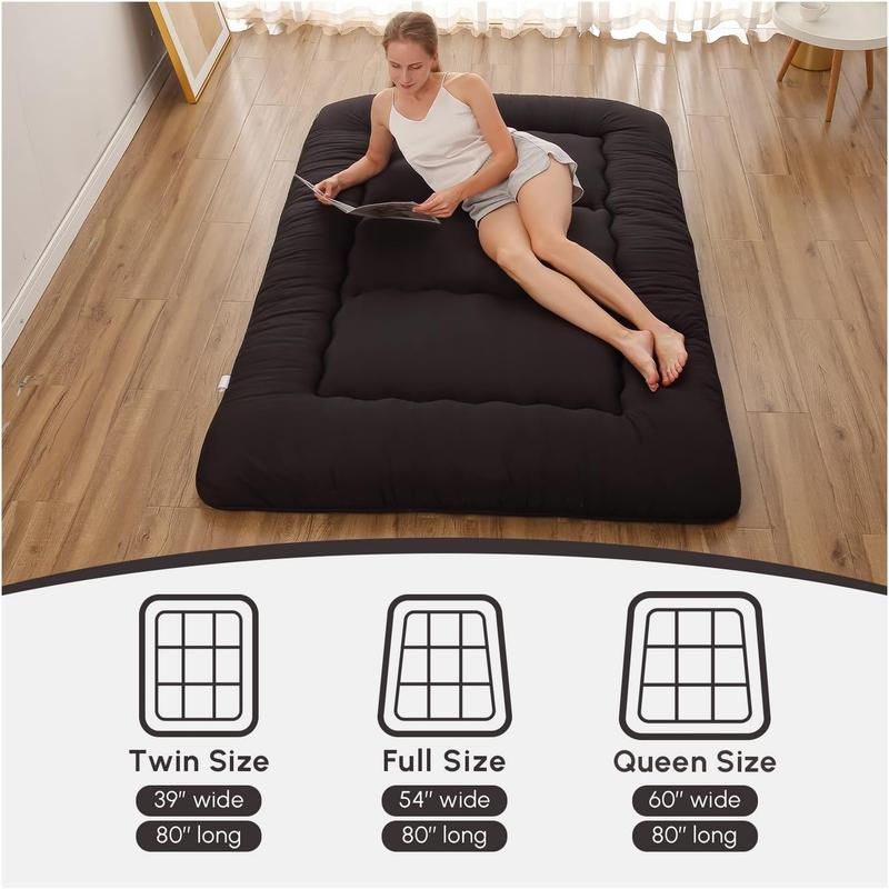 Foldable Floor Mattress with Washable Cover, Roll Up Futon Mattress & Portable Storage Bag for Guest Bed, Camping, Dorm