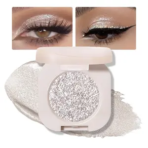 Glitter Shimmer Sparkle Eyeshadow Palette Makeup for Older Women, Silver Glitter Shimmer Metallic Holographic Multichrome Cream Iridescent Single Monochrome Eye Shadow Makeup