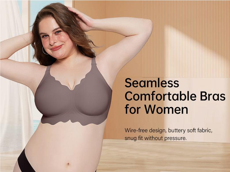 OEAK Seamless Scalloped Jelly Bras for Women No Underwire Wireless Push Up Bra Soft Support Full Coverage Comfort Everyday Bra OEAK Seamless Scalloped Jelly Bras for Women No Underwire Wireless Push Up Bra Soft Support Full Coverage Comfort Everyday Bra