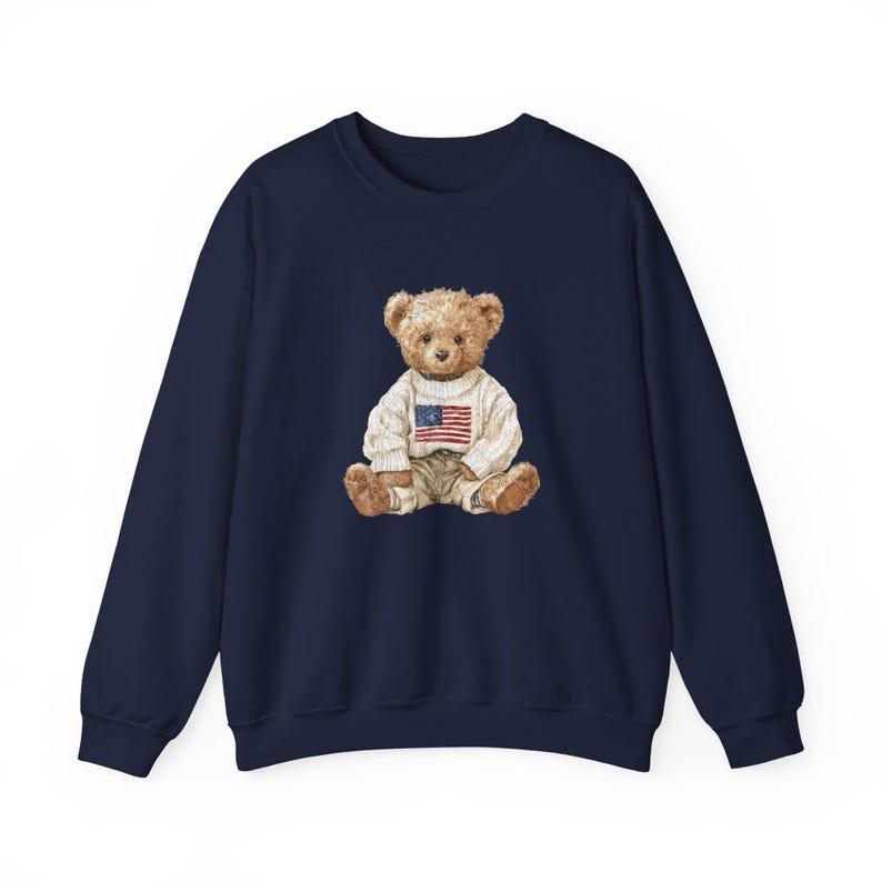 Cozy Teddy Bear Flag Sweatshirt Unisex Fall Holiday Gift Cotton( Casual Long Sleeve Batwing miss a store marine ball attire Distressed Unisex Ice T-Shirt sweatshirt bubble)