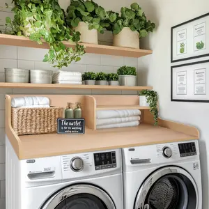 Kaboon Washer Dryer Countertop 2 Tier, Laundry Shelf Topper with Edge, 28" D x 12" H Laundry Space Organizer