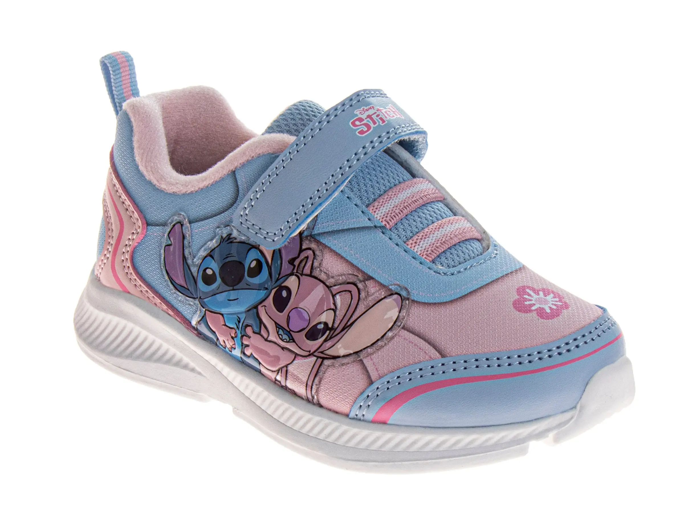 JOSMO KIDS Girls' Lilo & Stitch Flat Mesh Trainer Shoes, Breathable Casual Sneakers with Easy Hook-and-Loop Strap, Lightweight for Toddler & Little Kid, Size 8 Stitch Graphics Footwear, Flat Trainers, Casual Trainer Footwear