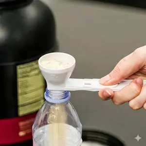 Sliding Funnel Spoon for Protein Powder & Creatine, Precise Pouring Scoop for Shakers & Water Bottles, BPA Free