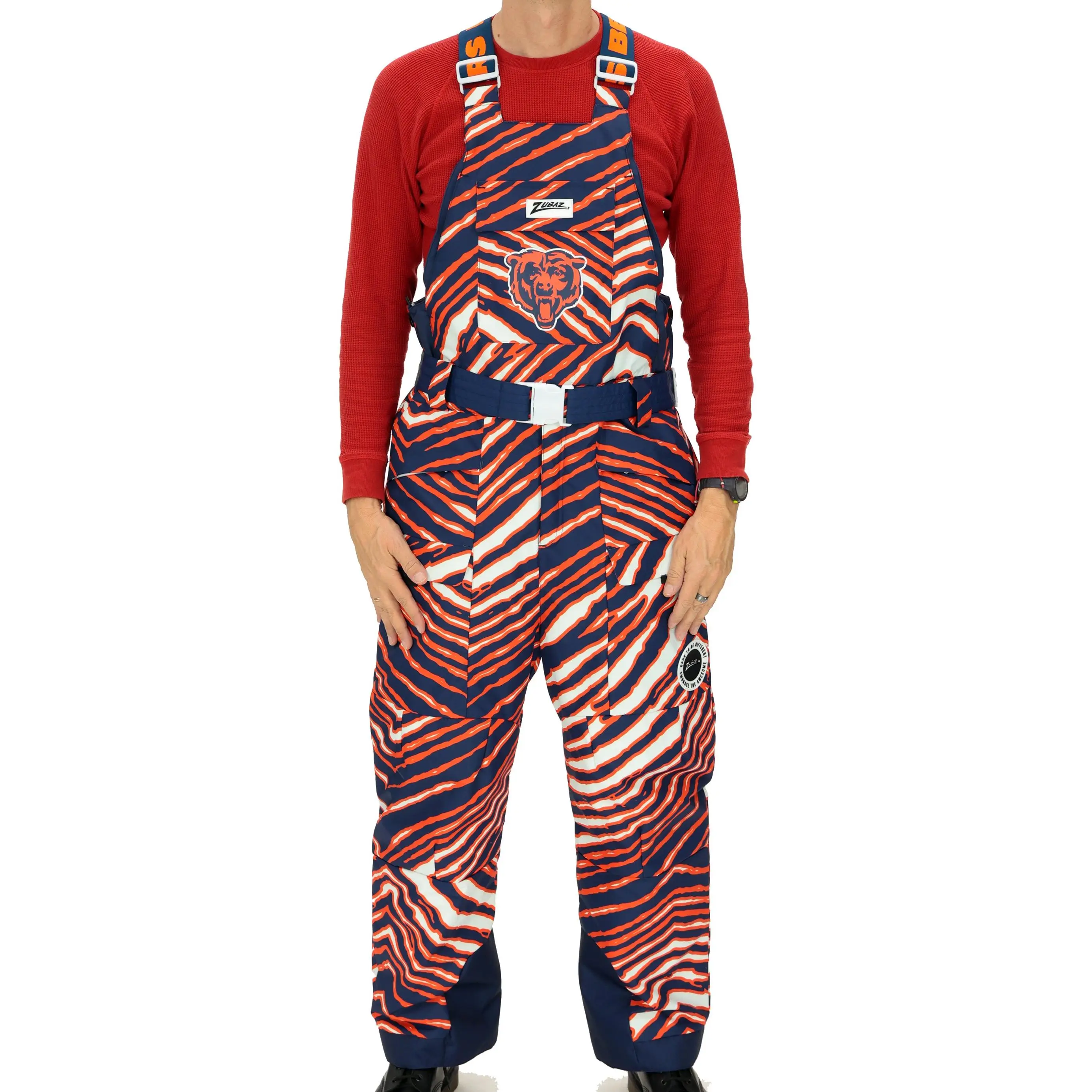 Zubaz NFL Kids Unisex Zebra Team Color Blizzard Snow Bib Jr, Chicago Bears