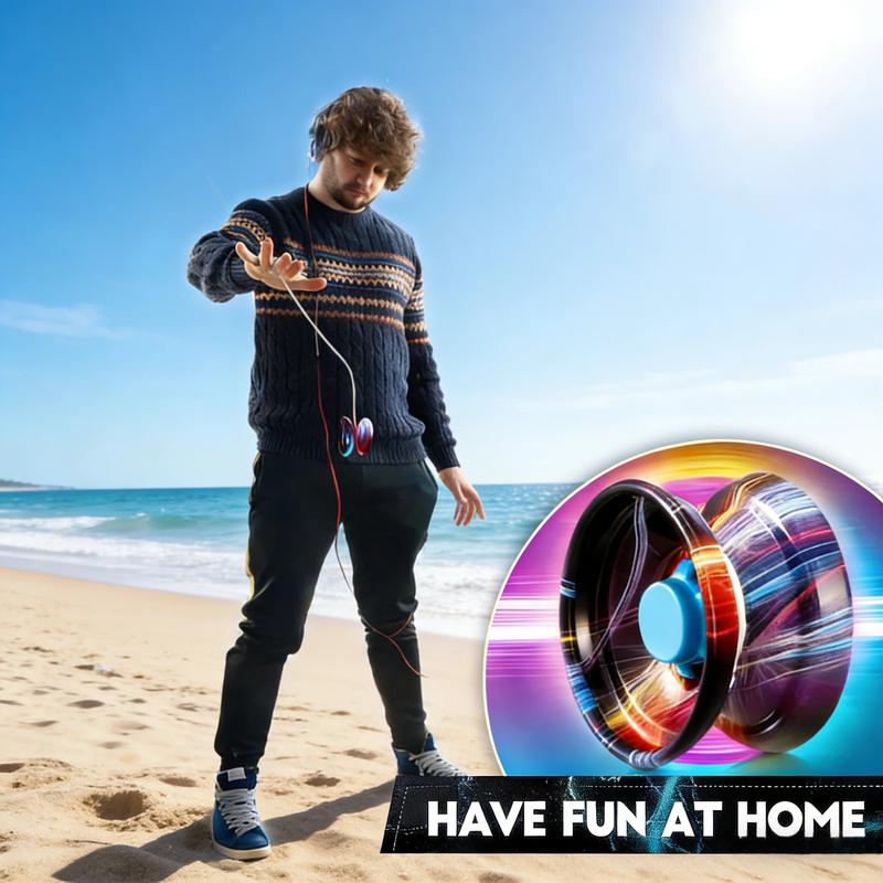Stress-relieving toys, yo-yos, freestyle yo-yo ropes, suitable for all ages, featuring jumping techniques, and various styles of yo-yos.