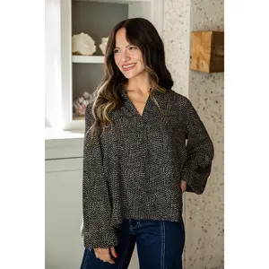 FINAL SALE - Best Day Black Polka Dot Blouse
