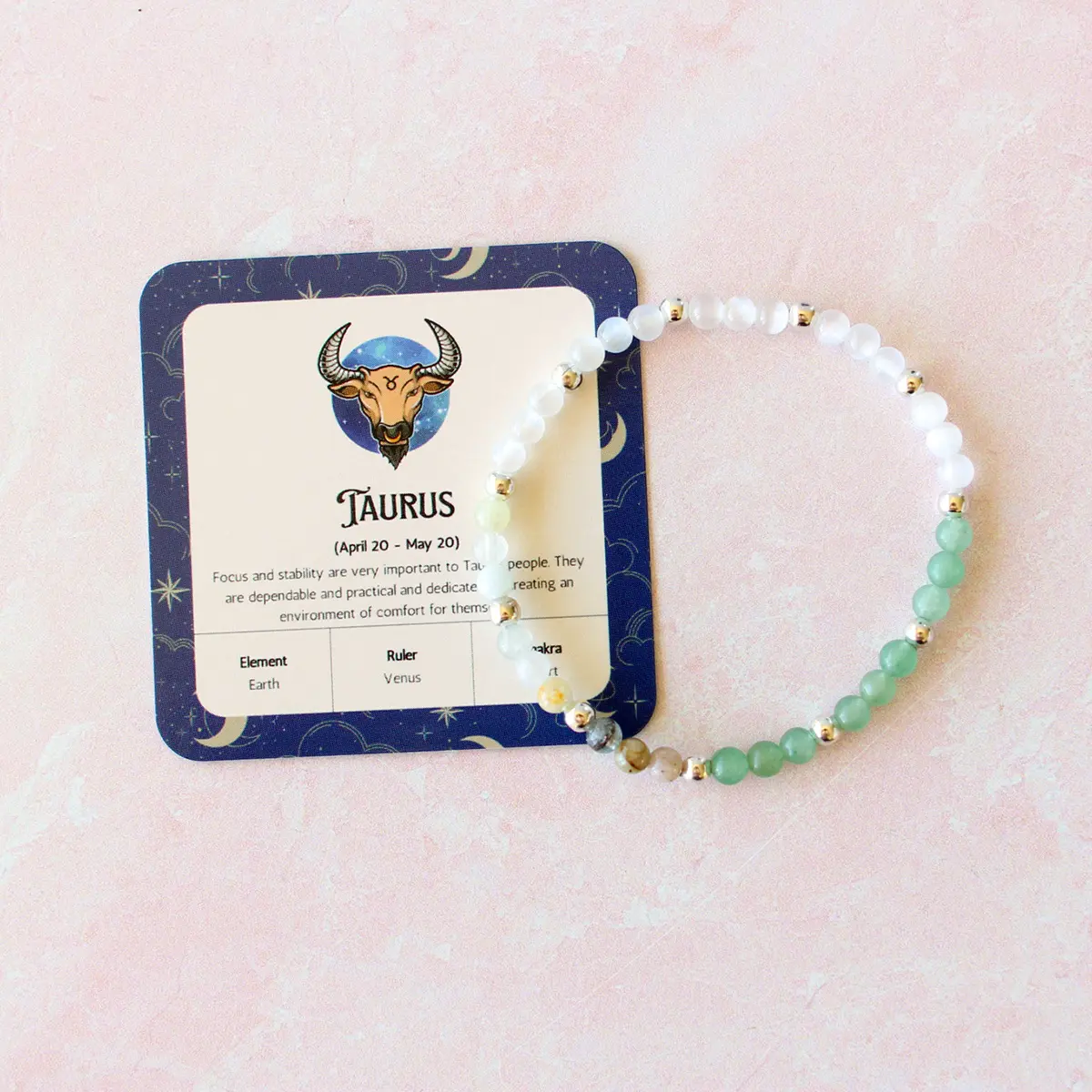 Taurus Zodiac Sign Crystal Bracelet | Sun, Moon, Rising Signs | 4mm