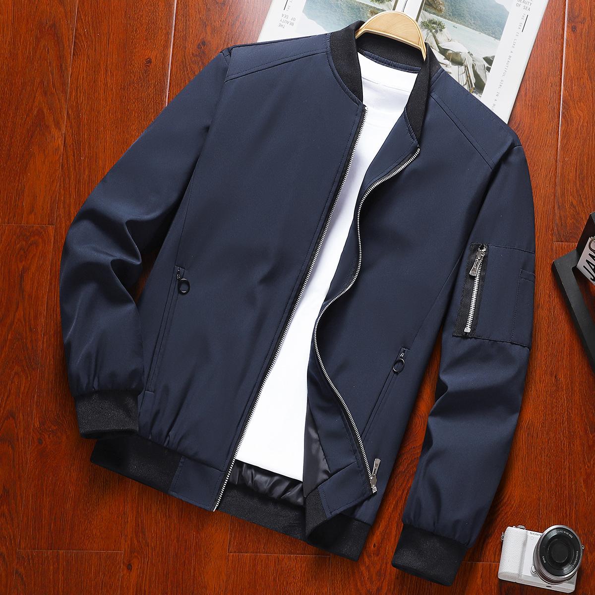 Men's Stylish Black Bomber Jacket Comfortable Trendy Baseball Jersey Coat Perfect for Casual Street Style Everyday Wear Gifting Lightweight Windbreaker Outdoorfun