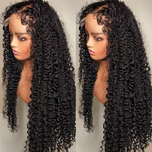 4C Edges Kinky Curly 13x6 HD Lace Frontal Wig Human Hair Afro Curly Lace Front Human Hair Wigs Curly Baby Hair Natural Hiarline Lace Wigs on Sale