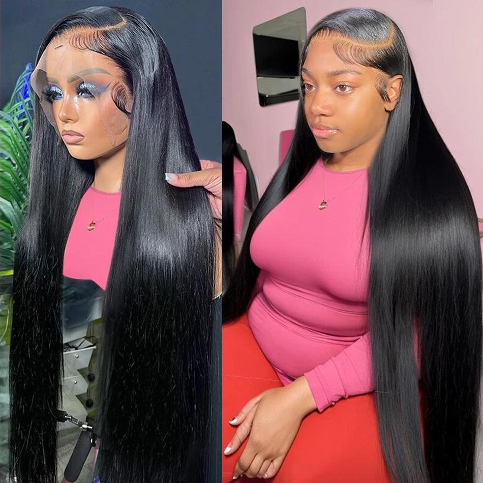 13x4 Bone Straight Human Hair Wigs 13x6 Hd Lace Frontal Hair 30 38 Inch Straight ransparent Lace Human Hair Wig For Black Women