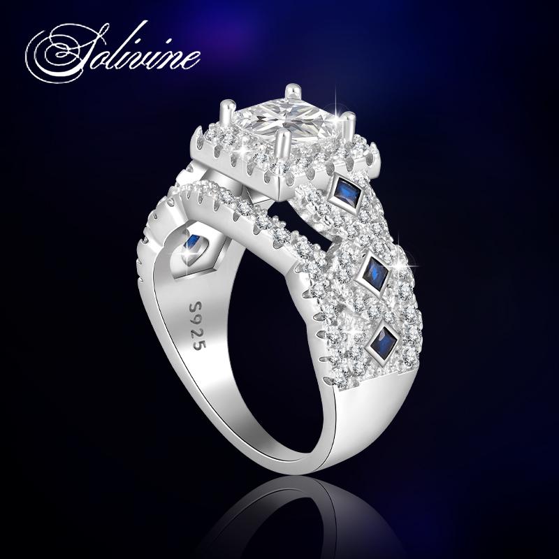 3CT Princess Cut Halo Ring with Blue Gems Band, Jewelry Ring with 5A Cubic Zirconia, Engagment Ring for Women, Bridal Ring & Vintage Anniversary Wedding Gift for Her 3CT Princess Cut Halo Ring with Blue Gems Band, Jewelry Ring with 5A Cubic Zirconia, Engagment Ring for Women, Bridal Ring & Vintage Anniversary Wedding Gift for Her
