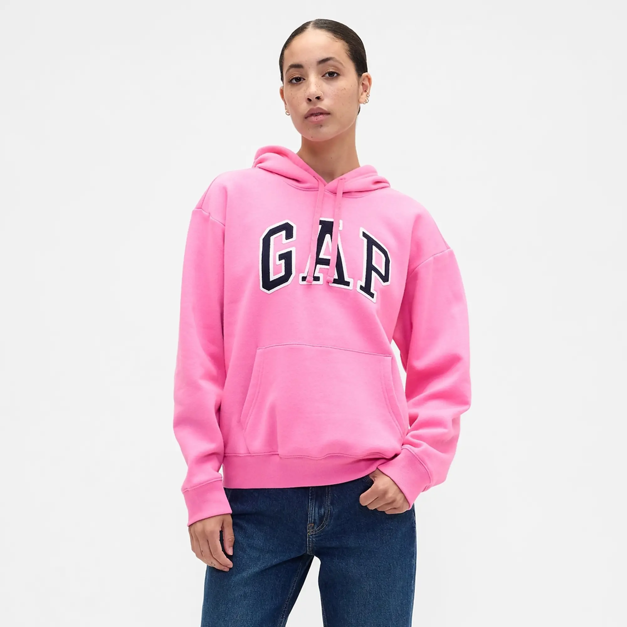 GAP Women's Long Sleeve Cotton Hoodie Pullover, Comfy Eyelet Design, Flattering Fit