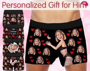 Personalized Face Boxer Briefs: Custom Photo Underwear, Valentine's Gift