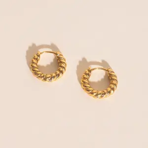 Rope Chunky Rounded Huggie Hoop Earrings