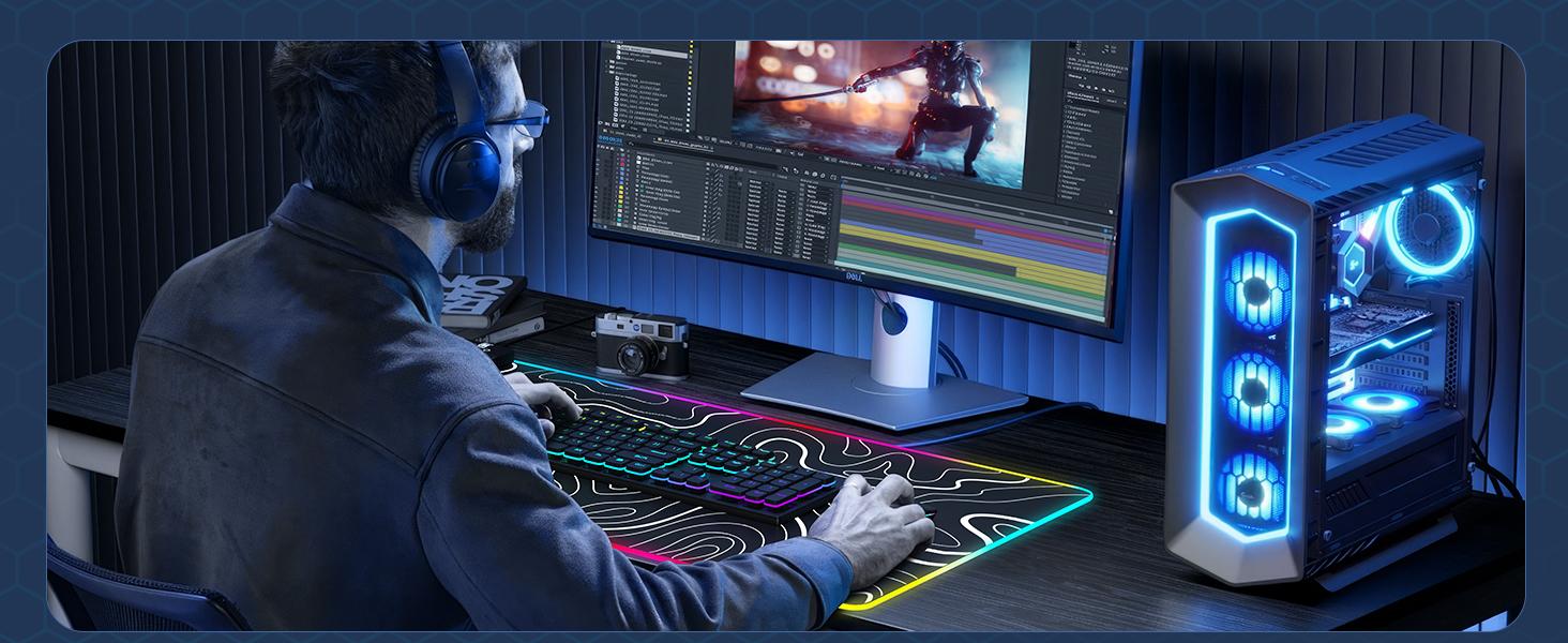 Mouse Pads XXL Gaming Mouse Pad with 15W Magnetic Wireless Charging Large Desk Mat Protector RGB Mousepad 4mm Non-Slip Waterproof for Office Home Gaming Spring gaming desk accessories gaming room decor