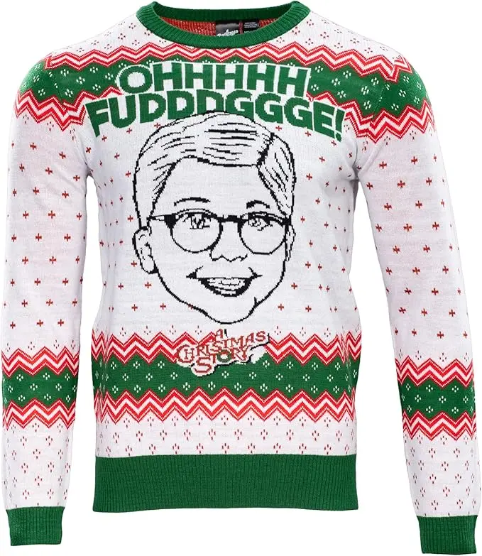 Officially Licensed Christmas Story Ralphie Ohh Fuddggee Adult Knitted Ugly Christmas Sweater