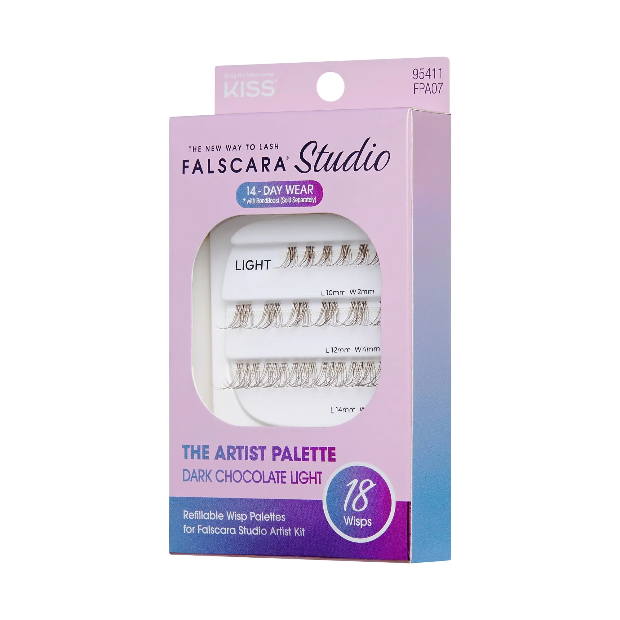 Falscara Studio Lash Palette - Dark Chocolate Light Volume | DIY False Lash Extensions, Full Glam, Cluster Lash, Wispy Lashes, 18 Wisps, 10mm-14mm