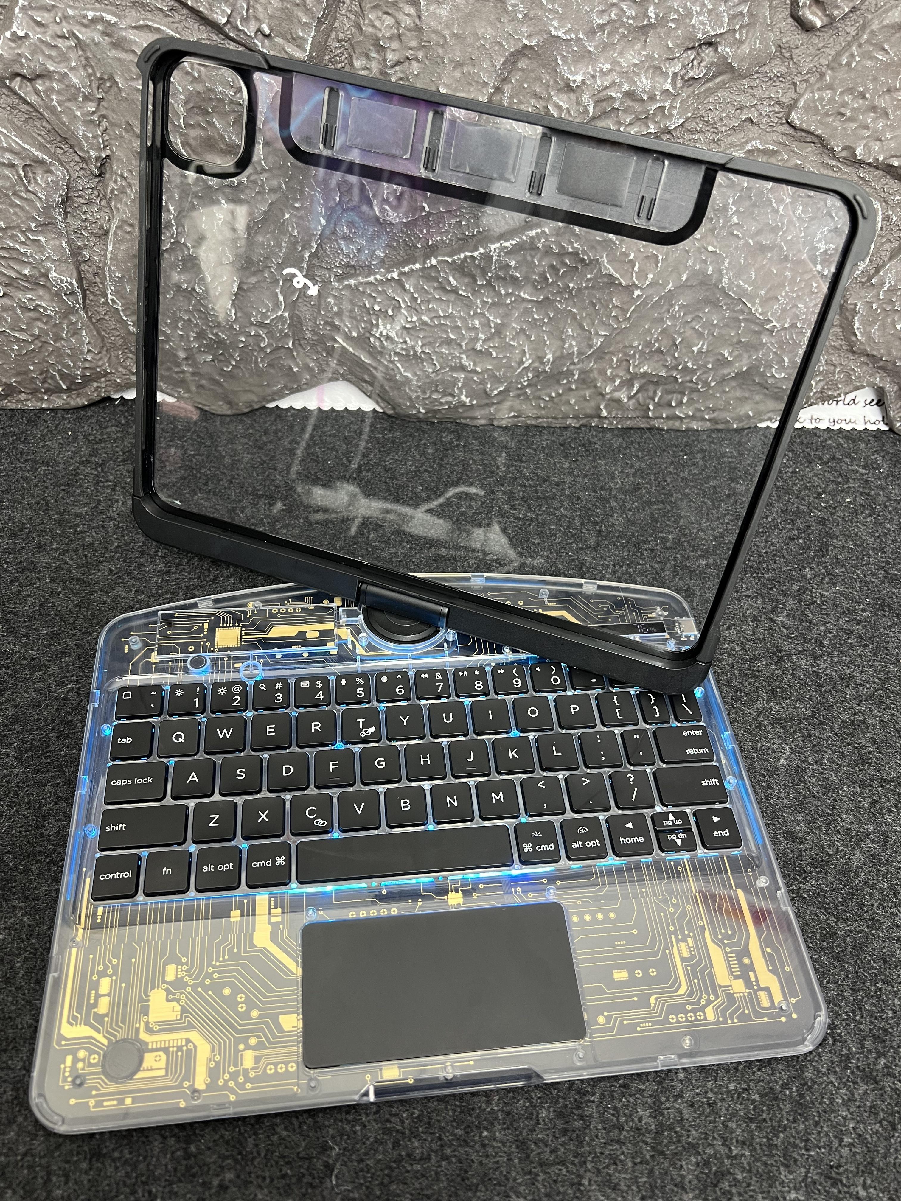 DarlingCase Y2k Pink iPad keyboard Case– 360° Rotating Multi-Touch Trackpad, RGB Backlit Keyboard, Transparent Back, Pencil Holder, Type-C Charging,for ipad 10th gen case ipad a16 case Tablet Cyberpunk Wireless  Digital