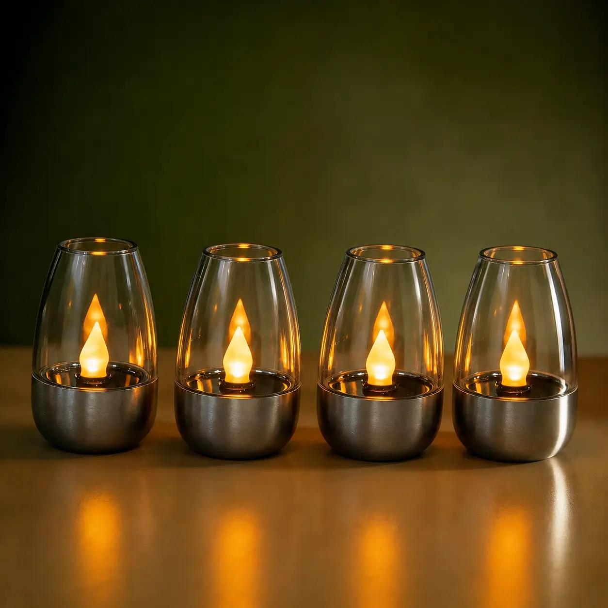 4 PackSolar Candle Lights,Flameless Candle Lights,Solar Rechargeable Tea Wax lamp,for Garden Camping Parties Suitable for Wedding, Valentine's Day, Halloween, Christmas Tea Light