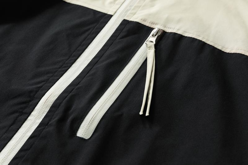 Modern Two-Tone Hooded Jacket - Full-Zip Casual Outerwear for Men, Medium Size, Stylish Two-Tone Color Scheme, Hooded Design, Full-Zip Closure Modern Two-Tone Hooded Jacket - Full-Zip Casual Outerwear for Men, Medium Size, Stylish Two-Tone Color Scheme, Hooded Design, Full-Zip Closure