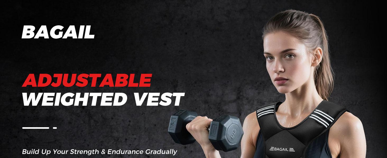 【SpringStatements】BAGAIL Adjustable Weighted Vest 4-10lb 12-18lb 20-32lb Rucking Vest for Women & Men with 6 Weights & Large Pocket Ideal for Home Workouts Running Walking Strength Training Muscle Exercise Equipment