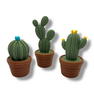 Knitted Cactus Desktop Decor – Decorative Desk & Shelf Accent