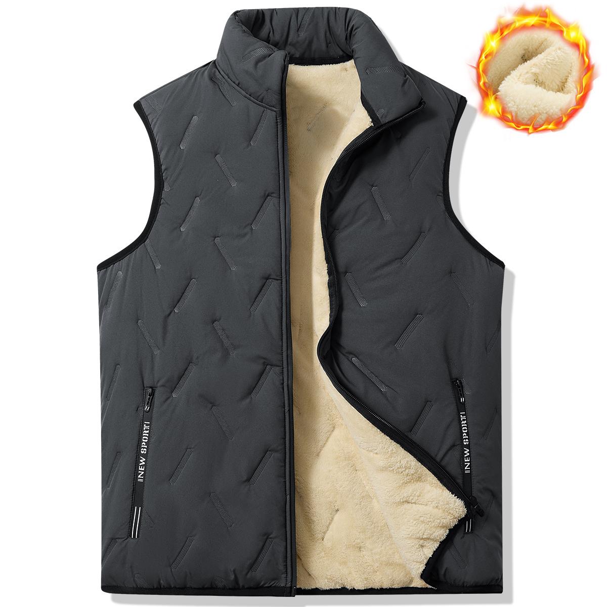 Men's Stand Collar Vest with Zipper Pockets Winter Jacket, Suitable for Cold Weather, Layered Style Men's Winter Vest, Men's Winter Apparel, Men's Warm Clothing hood eve st plain fleece autumn winter warm vest fleece Casual Sleeveless Gilet thick wi