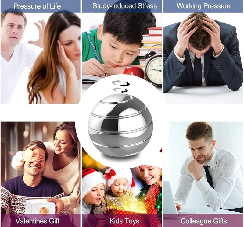 Kinetic Desk Toys,Full Body Optical Illusion Spinner Ball,Gifts for Men,Women,Kids 1.5" Size ().