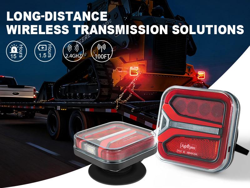 AgriEyes T327 Wireless Magnetic Trailer Lights Kit (upgrade version of T28- warning lights + signal lights all-in-one), 22 LEDs, 5 Signal Modes, IP67 Waterproof, USB-C Rechargeable, Long Runtime, 1-Year Warranty