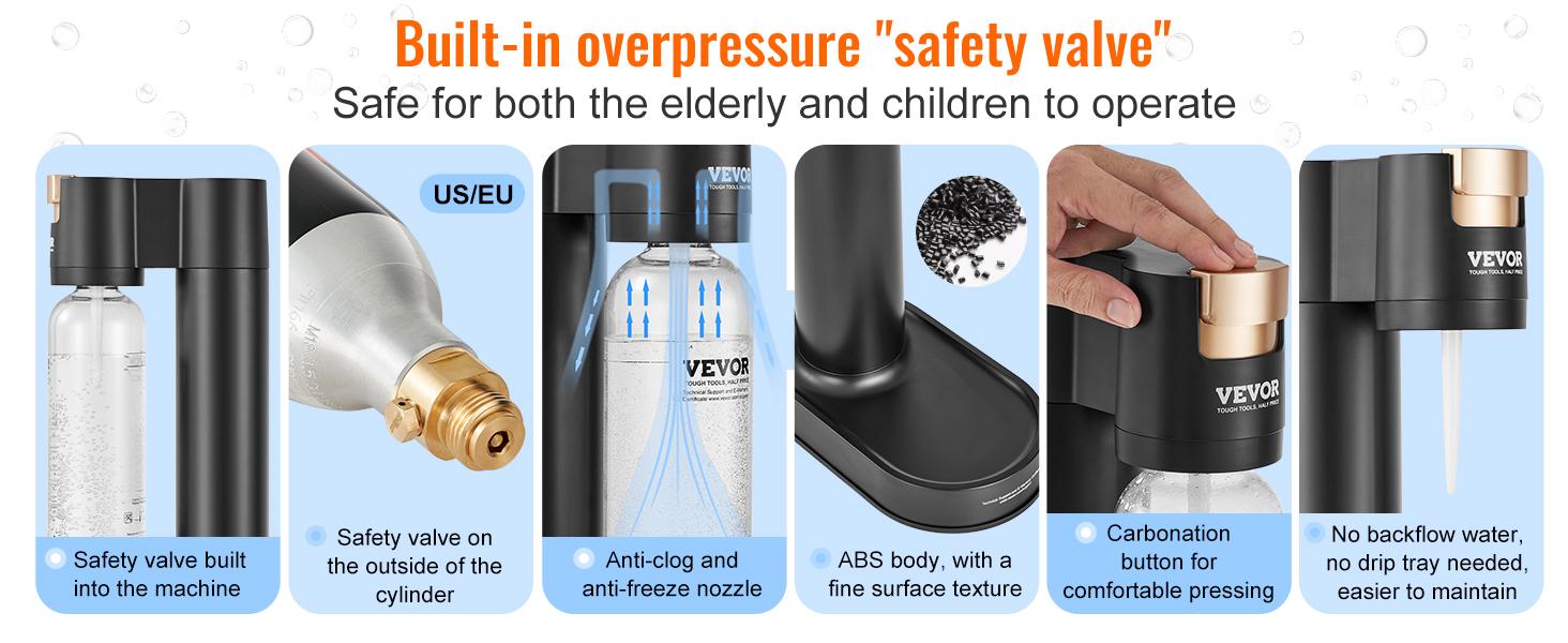 VEVOR Sparkling Water Maker,  Soda Maker Machine for Home Carbonating, Seltzer Water Starter Kit with 2 BPA-free 1L PET Bottles, 2 CO2 Cylinders, Compatible with Mainstream Screw-in 60L CO2 Cylinder