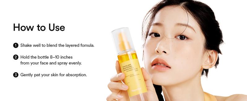 VEGANIFECT Vitamin C Glow Mist for Radiant Skin, Hydrating Serum Mist with Niacinamide & Glutathione, Korean Vegan Skincare, 3.38 Fl Oz