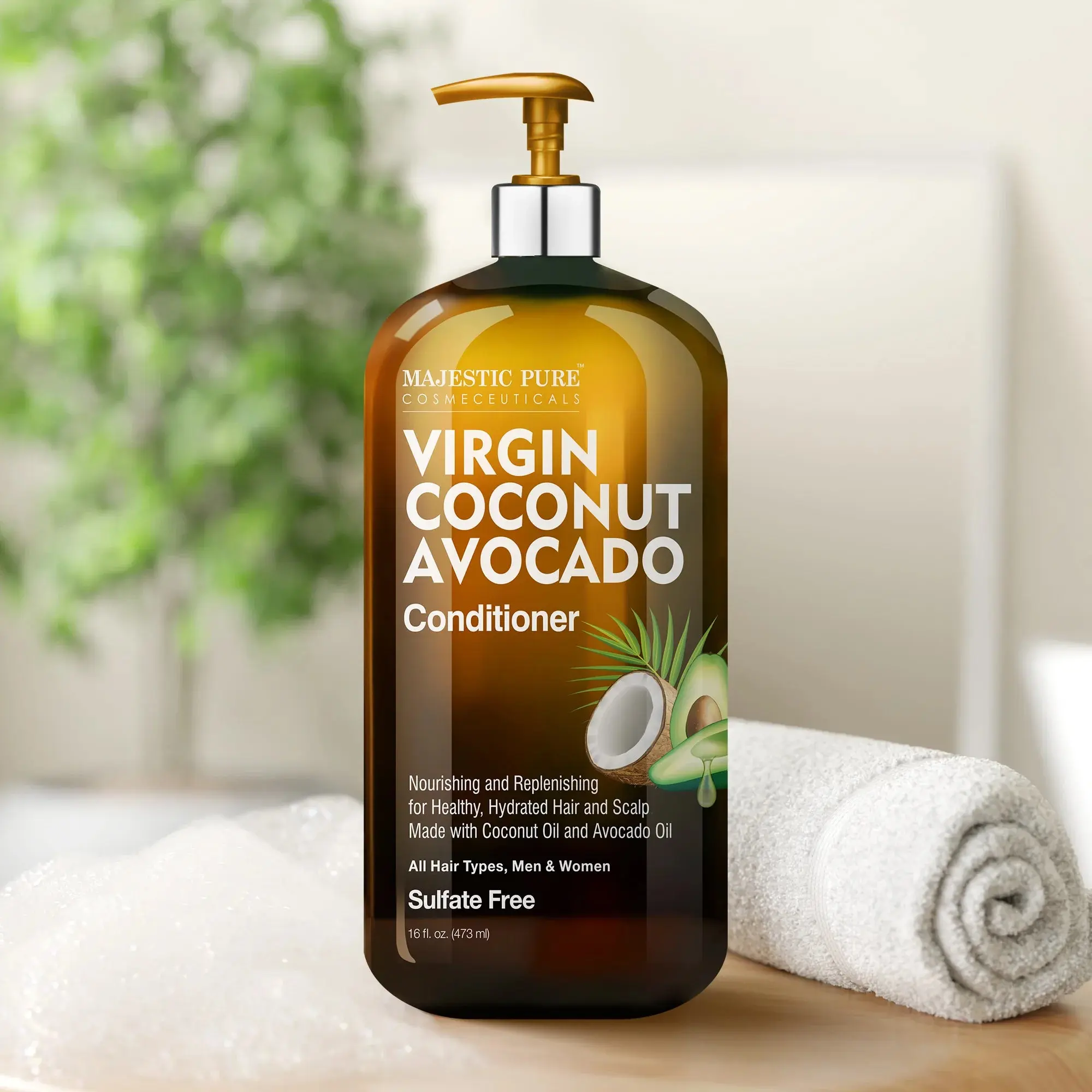 Coconut Avocado Hydrating Conditioner for Dry, Frizzy Hair - Frizz Control Moisturizer for Smoother, Softer Strands, 16 fl oz, Liquid, After Repeated Washing, Hair-Moisturizing, Oil, Haircare, Moisture, Creamy, Damp Hair