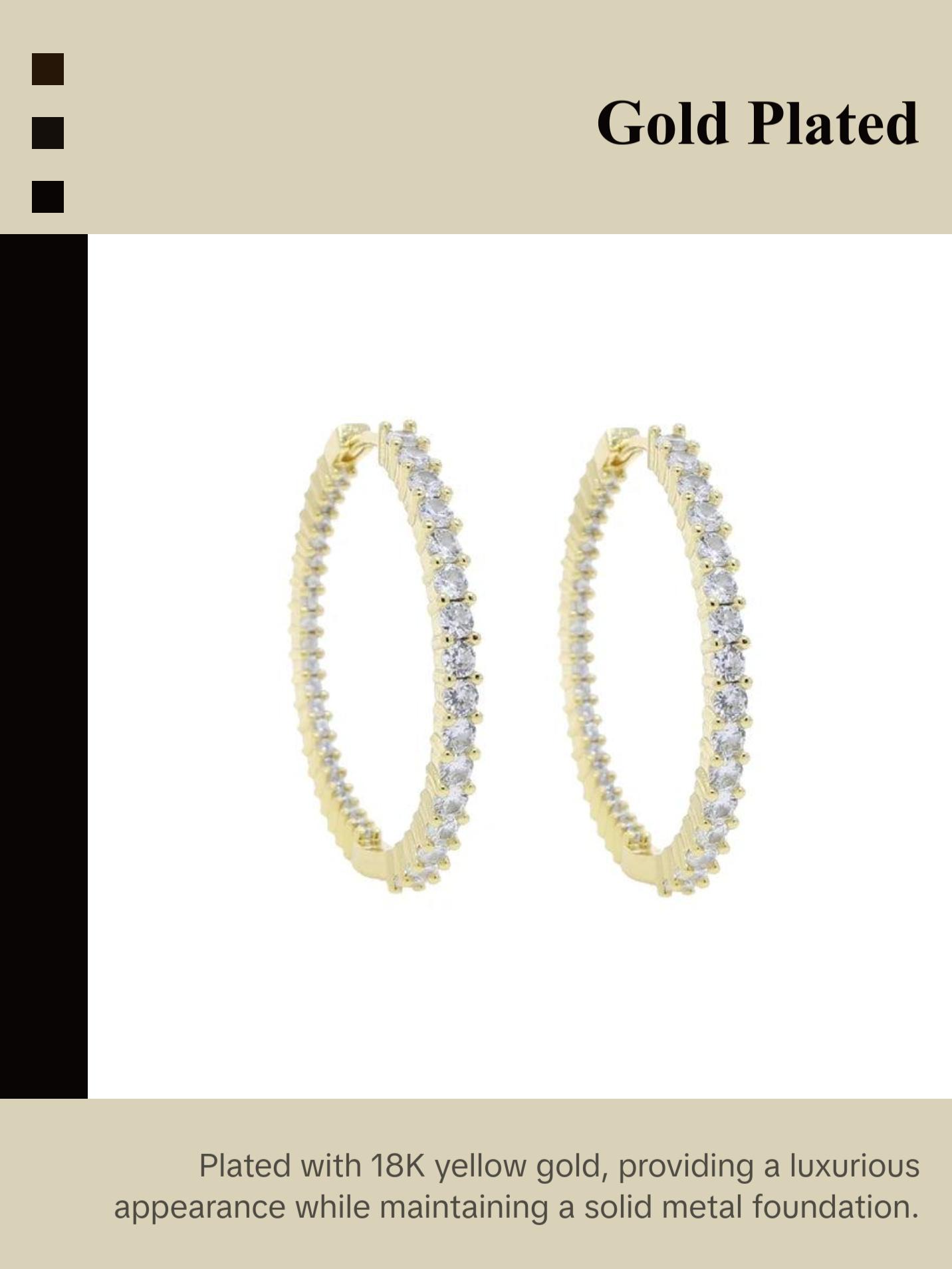 18K Gold Diamond Hoop Earrings